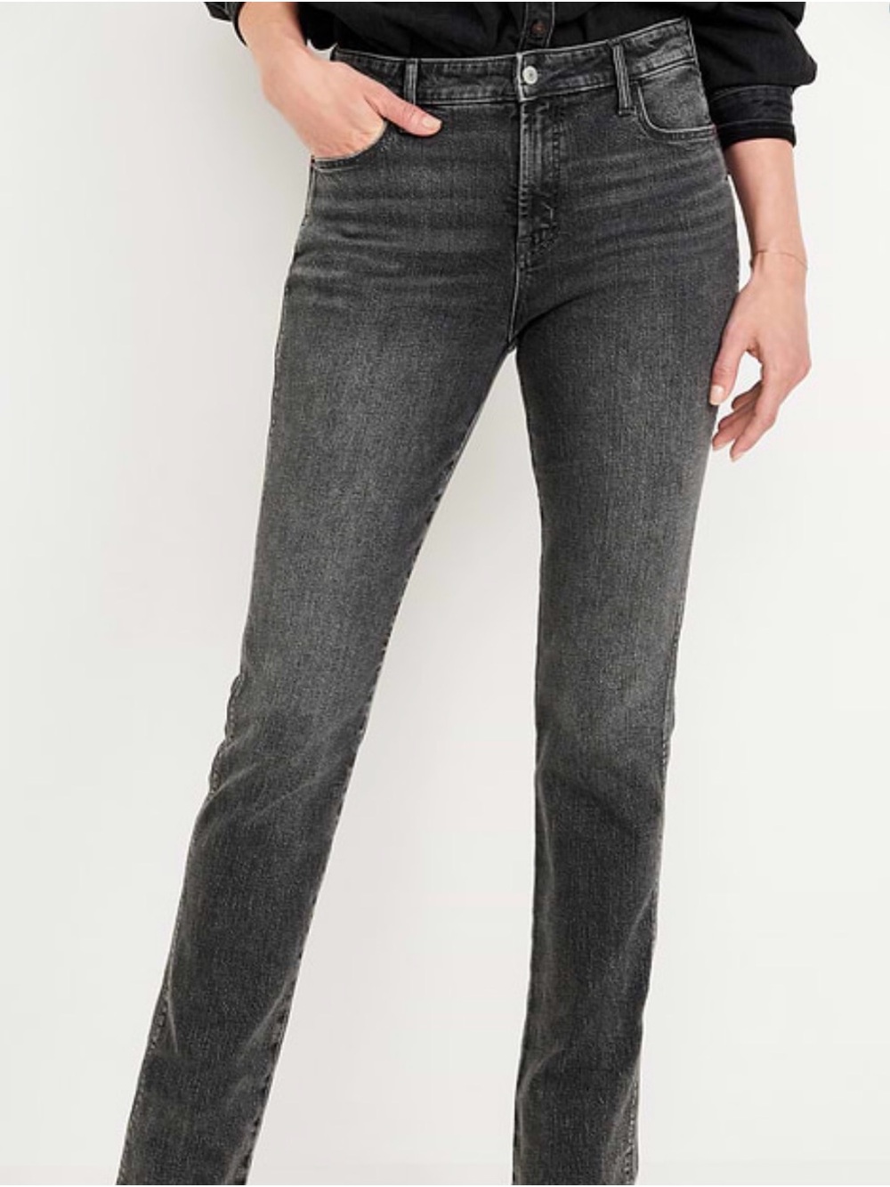 Old Navy High-Rise Straight Jeans in Washed Black